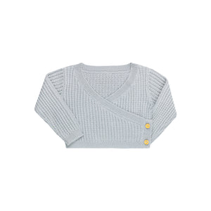 Baby Boy Footie + Hat | Embroidered Collar + Knit Cardigan | Blue | Tricot Bebe  | SS25