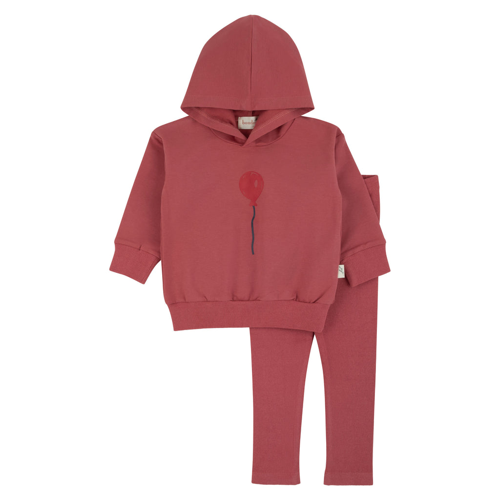 Baby Girl 2 Piece Set | Balloon Hoodie  | Coral | Bondoux | SS26