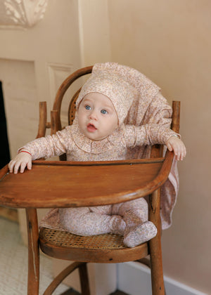 Baby Girl Footie + Hat | Cotton Liberty Print | Pink Floral | Aurora | AW25