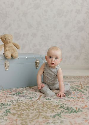 Baby Boy Romper | Floral Rib Collection | Blue | Aurora | SS26