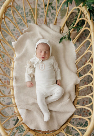 Baby Girl Layette Set | Bunny Pin Dot Collection | Ivory Girl | Aurora | AW26