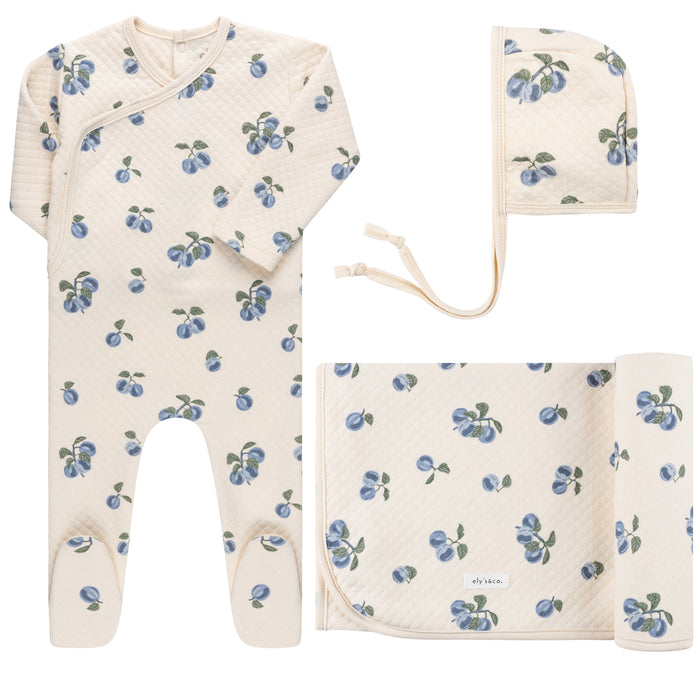 Baby Boy  Layette Set | Quilted Plums Collection | Cream/Blue | Ely's & Co. | AW23