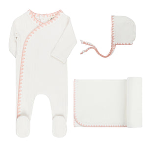 Baby Girl Layette Set | Whipstitch Collection | Ivory Pink | Aurora | AW26