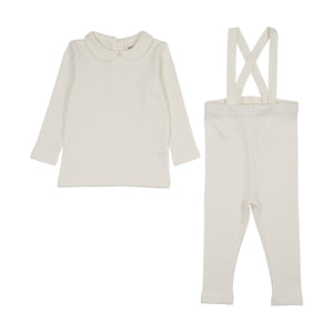 Baby Neutral 2 Piece Set | Rib Ruffle Collar | Winter White | Mema Knits | SS26