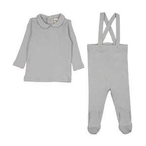 Baby Boy 2 Piece Set | Rib Collared | Gray Dawn | Mema Knits | SS26
