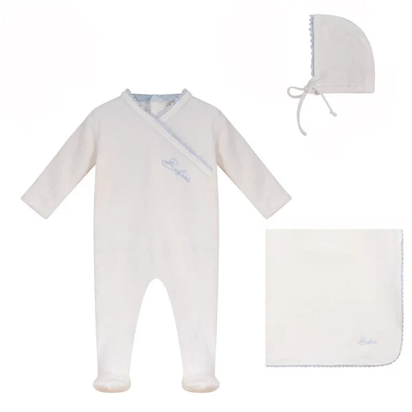 Baby Boy Layette Set | Lace Wrap Collection | Blue | Bubani | AW26