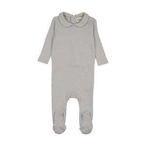 Baby Boy Footie | Rib Collared | Gray Dawn | Mema Knits | SS26