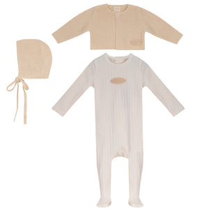 Baby Boy Footie + Cardigan Set | Beige | Bubani | AW26