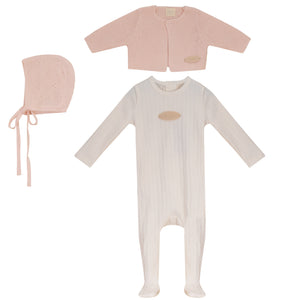 Baby Girl Footie + Cardigan Set | Pink | Bubani | AW26