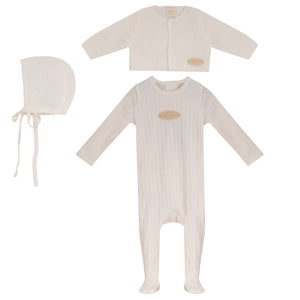 Baby Neutral Footie + Cardigan Set | White | Bubani | AW26