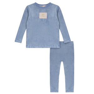 Baby Boy Two Piece Set | Velour Horse | Blue | Bubani | AW26