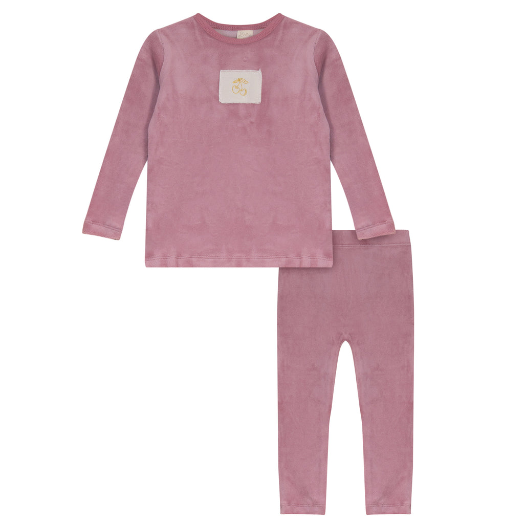Baby Girl Two Piece Set | Velour Cherry | Red | Bubani | AW26