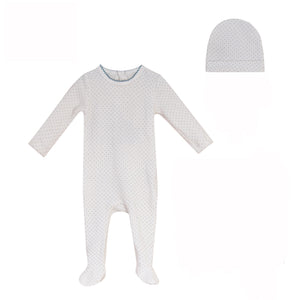 Baby Boy Footie + Hat | Polka Dotted Collection | White | Bubani | AW26