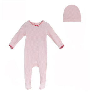 Baby Girl  Footie + Hat | Polka Dotted Collection | Light Pink | Bubani | AW26