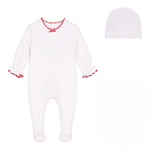 Baby Girl  Footie + Hat | Polka Dotted Collection | White | Bubani | AW26