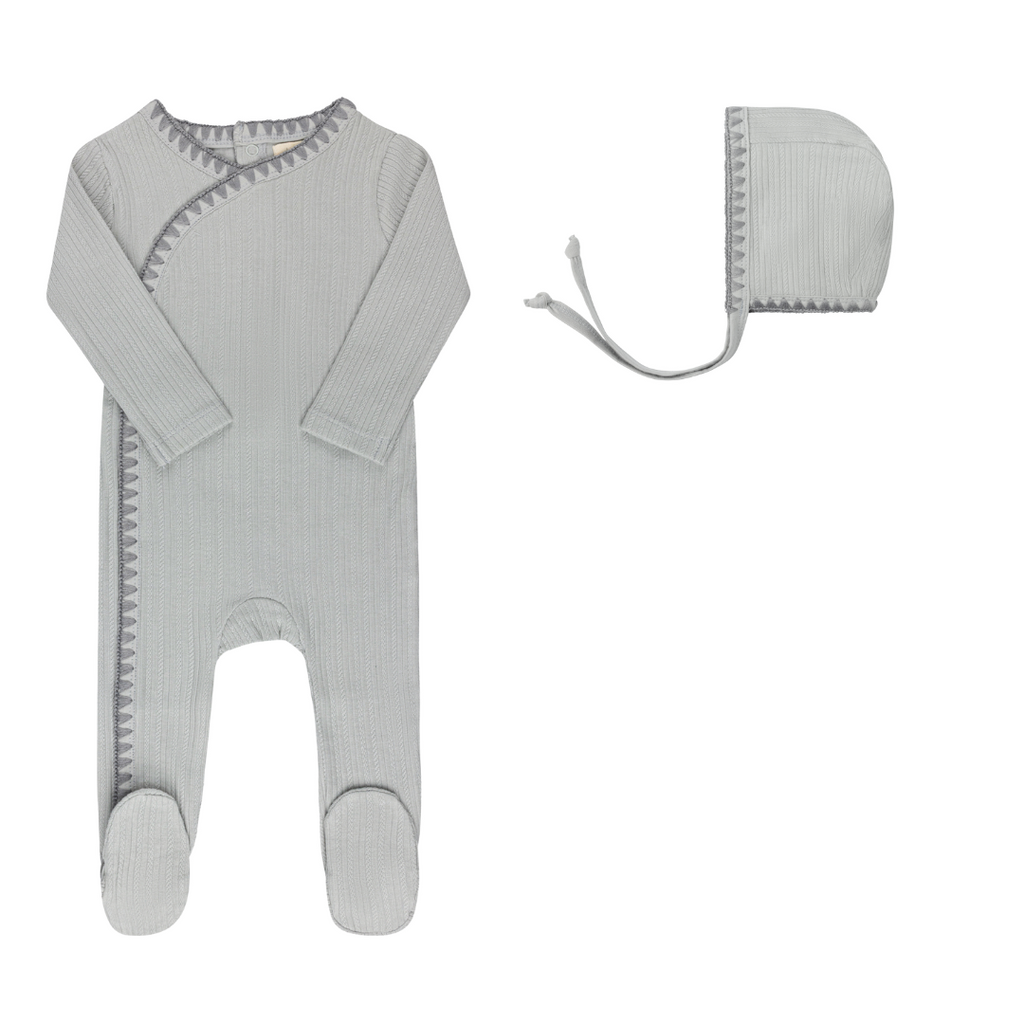 Baby Boy Footie Set | Whip Stitch Collection | Blue | Ely's & Co | Aw25