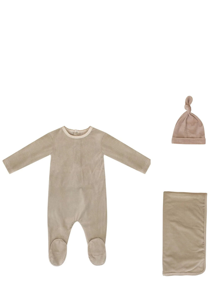Baby Boy Layette Set | Textured Velour | Stone | Kipp | AW23