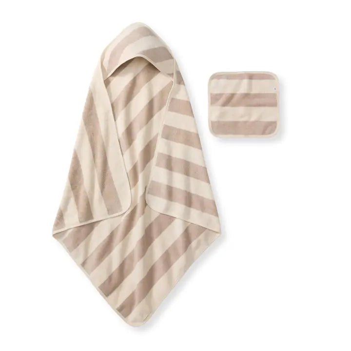 Organic Cotton Towel & Washcloth Set | Rugby Stripe | Oat | Burt's Bees
