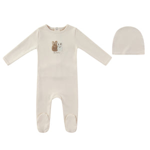 Baby Boy Footie + Hat | Sherpa Bunny | Taupe | Minilabel | AW26