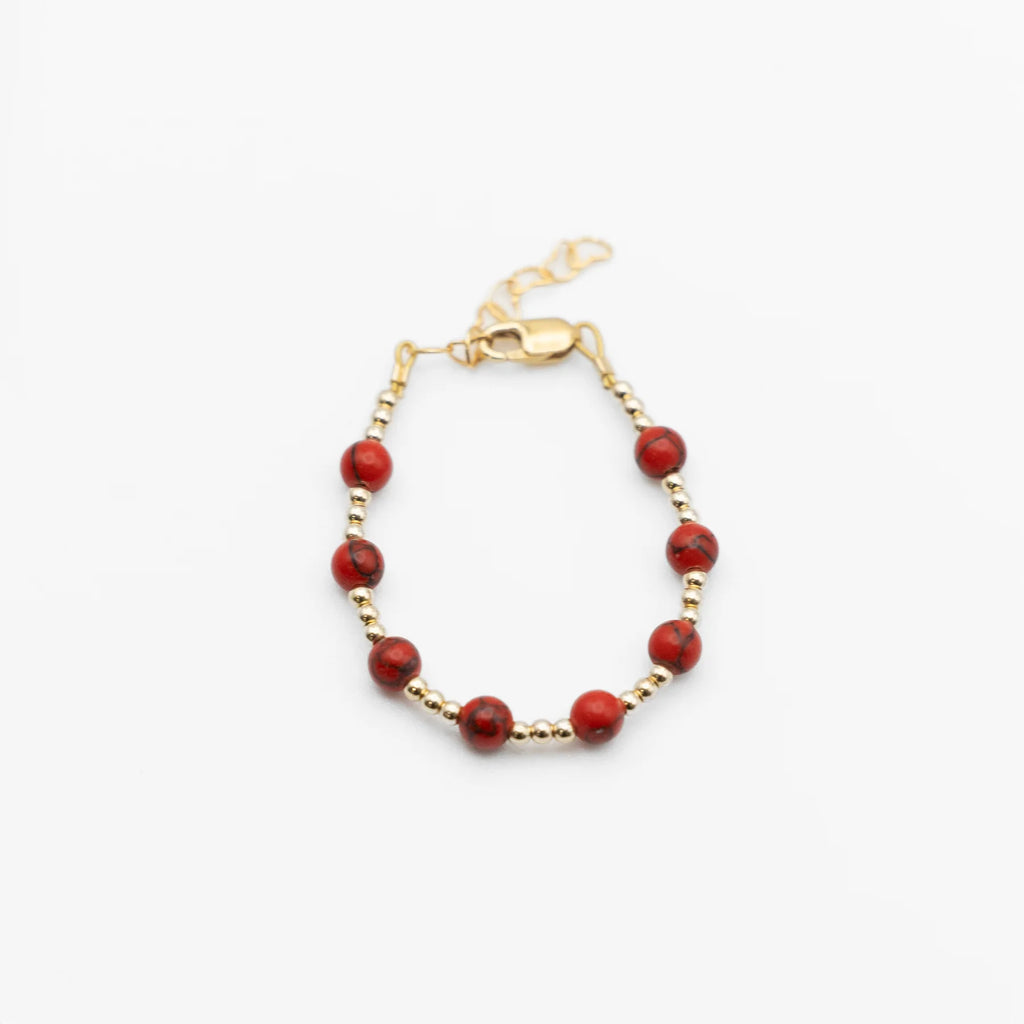 Baby Bracelet | Gold & Red Marble | Lil Charms