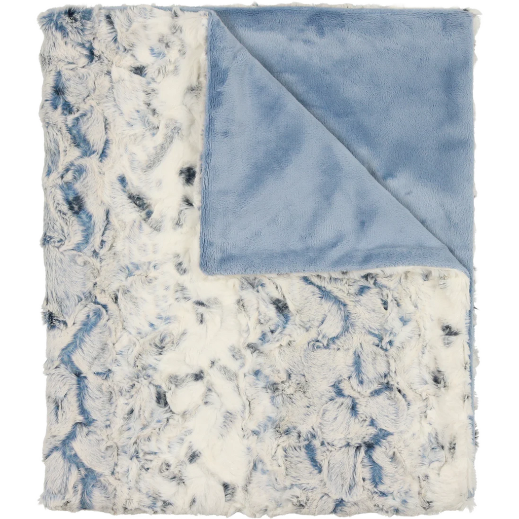 Baby Boy Blanket | Lux Fur | Speckled Blue & Velvet Back | Peluche