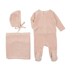 Baby Girl Layette Set | Velour Button | Old Rose | Mema | AW23