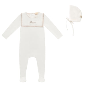 Baby Boy Footie + Hat | Linen Bib | Beige | Bubani | SS26