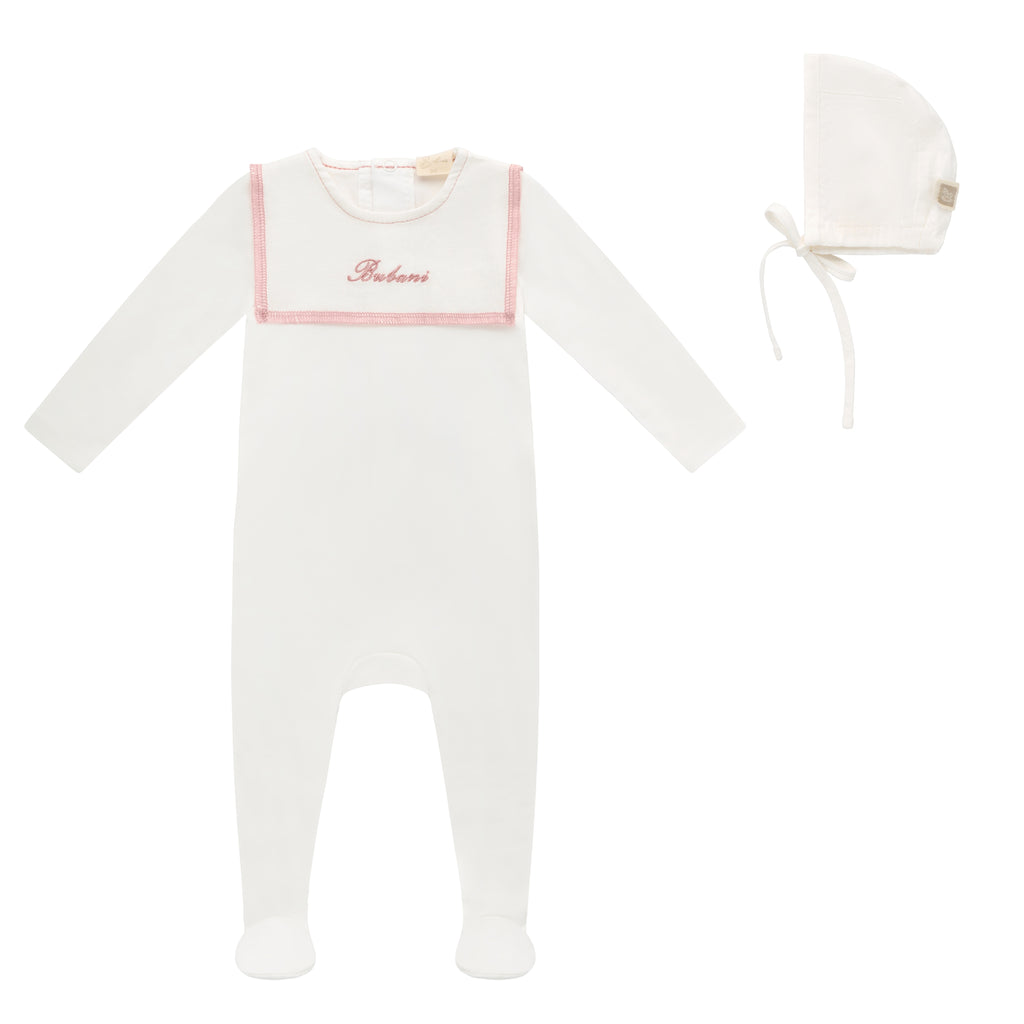 Baby Girl Footie + Hat | Linen Bib | Pink | Bubani | SS26