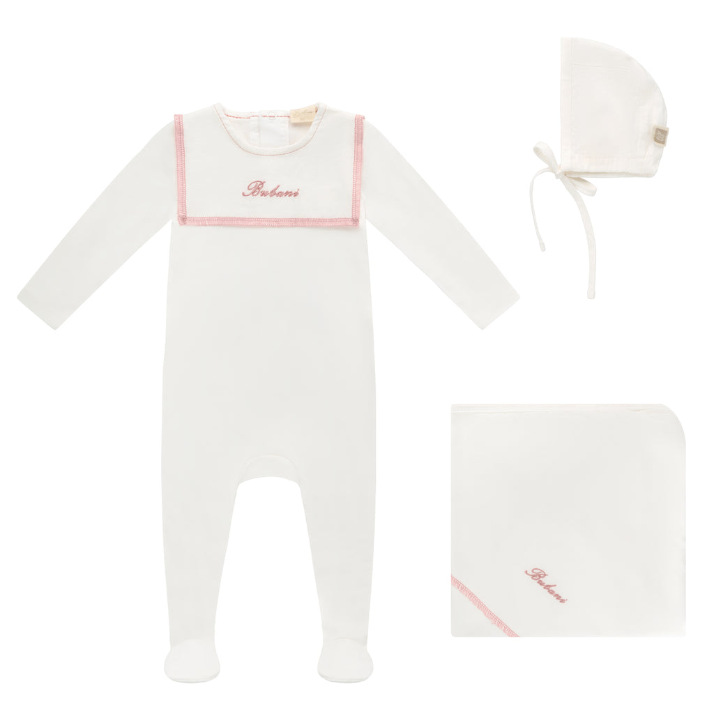 Baby Girl Layette Set | Linen Bib  | Pink | Bubani | SS26