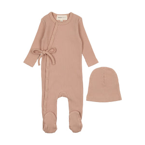 Baby Girl Footie + Hat | Rib Wrap | Pink | Mema | AW23