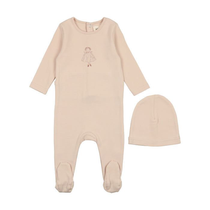 Baby Girl Footie + Hat | Doll | Pink Tint/Cream | Mema | AW23