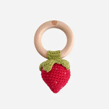Crochet Rattle | Strawberry | Red | The Blueberry Hill