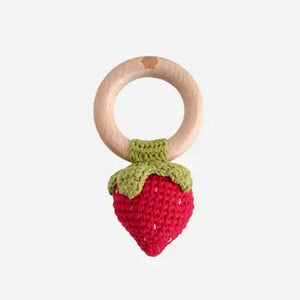 Crochet Rattle | Strawberry | Red | The Blueberry Hill