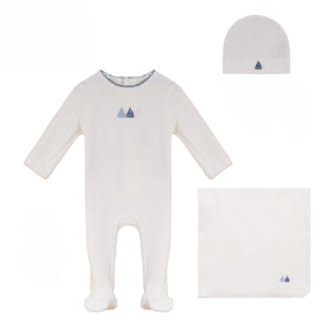 Baby Boy Footie + Hat | Boat Collection | White | Bubani | AW26