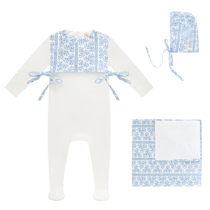 Baby Boy Layette Set | Aop Poplin Bib | Blue | Bubani | SS26