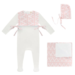 Baby Girl Layette Set | Aop Poplin Bib | Pink | Bubani | SS26