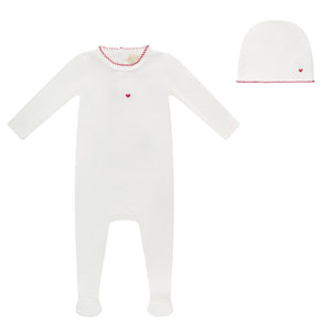 Baby Girl Footie + Hat | Heart Collection | White | Bubani | SS26
