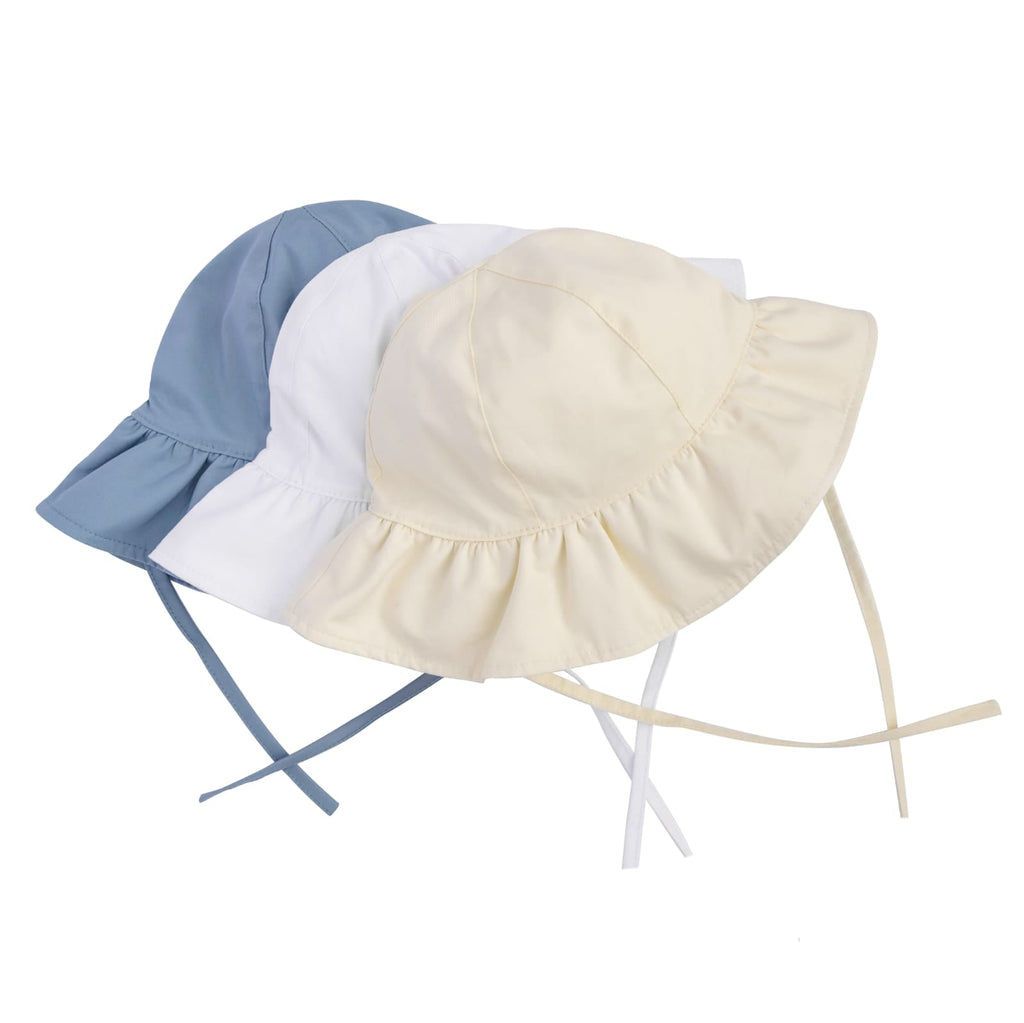 Baby Neutral Sun Hat | Polished Cotton | White| Bebe Beaute | SS26
