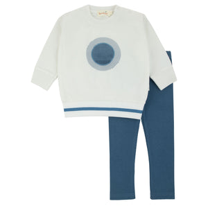 Baby Boy 2 Piece Set | Blue Circle Terry Applique  | Bondoux | SS26