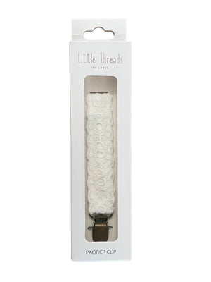 Baby Pacy Clip | White Eyelet | Little Threads