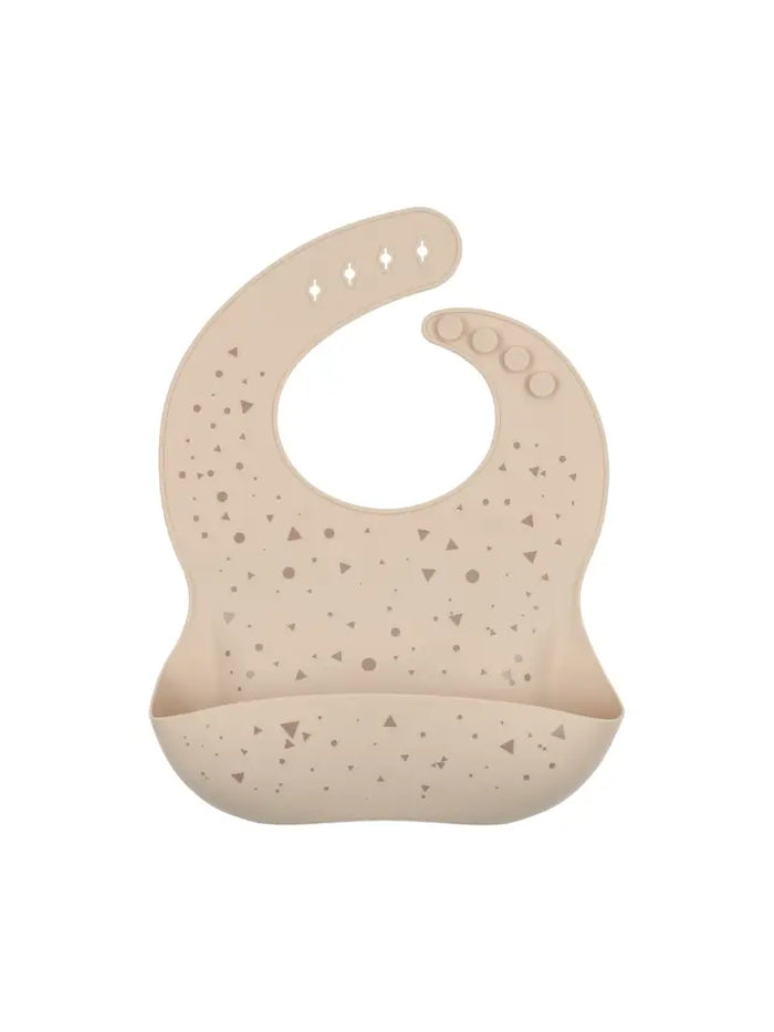 Baby Silicone Pocket Bib | Pouf | Geometric/Oat