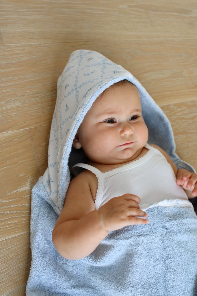 Baby Hooded Towel | Blue Lattice | Little Threads