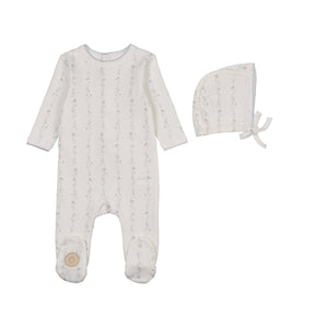 Baby Boy Footie + Hat | Ascending Vines | Ivory & Blue | Mon Tresor | SS26