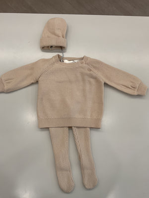 Baby Boy 2 Piece Set + Bonnet | Knit | Sand | Mema Knits | AW26