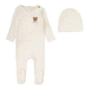 Baby Neutral Footie Set | Bear Applique | Cream | Lil Legs | Aw25