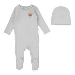 Baby Boy Footie Set | Bear Applique | Pale Blue | Lil Legs | Aw25