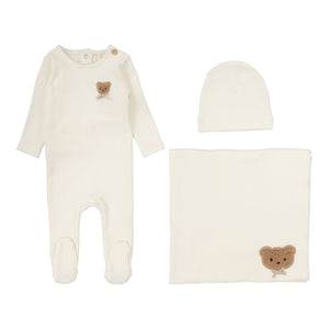 Baby Neutral Layette Set | Bear Applique | Cream | Lil Legs | Aw25
