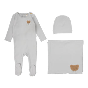 Baby Boy Layette Set | Bear Applique | Pale Blue | Lil Legs | Aw25
