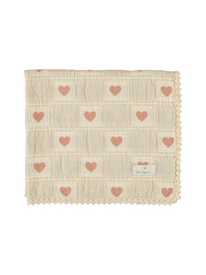 Baby Girl Blanket | Heart Patchwork  | Mauve | Bebe Organic