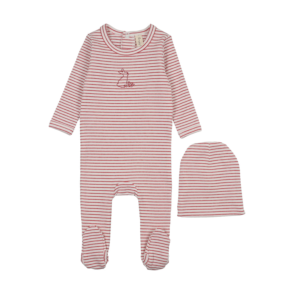 Baby Girl Footie + Hat | Bunny | Red\White | Bonjoy Baby | SS26